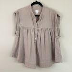 Wilfred Free Sanctuary Gauze Cap Sleeve Flowy Blouse in Ashen Size Medium Tan Photo 1