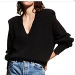 Pistola NWT - REVOLVE  - Camille V-Neck Shoulder Pad Sweater in MERLOT red - M Photo 3