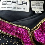 Scala Vintage  Beaded Sequin Blazer Jacket Embellished 100% Silk Multicolor 3X Photo 4