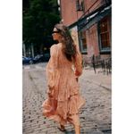 Free People Bohemian Gypsy Tiered Ruffle Maxi Dress Size XL Plunge Billowy Photo 2