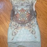 Harley Davidson Sheer Rhinestone Cross Floral Women’s Tank Top Size Large Blue Photo 2