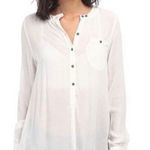 Free People  white gauze boyfriend button down shirt  Size Medium Photo 0