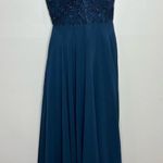 Azazie  Sonya Bridesmaid Dress gown lace bodice maxi size 4 Green Blue wedding Photo 0