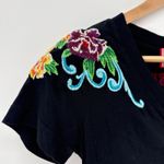 Johnny Was Twisted Spur Rodeo V-Neck Long Tee Shirt Womens Small Black Boho Photo 4