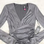 Vince Camuto Silver Metallic Ruched Fitted Cocktail Dress Formal Size 2 New Photo 2