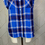 Rails  Britt Plaid Cap-Sleeve Shirt in Santorini Royal Blue Size US XS‎ Photo 5