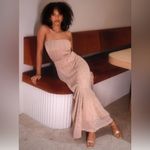 Petal and Pup  Farley Strapless Maxi Dress Rose Gold Stripe Metallic Party Formal Photo 1