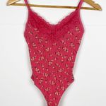 Victoria's Secret PINK Floral Print Lace Trim Cami Bodysuit Size Small Photo 0