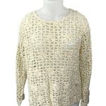 Hippie Laundry Cream White Floral Open Knit Crochet Long Sleeve Sweater Top 2X Photo 0