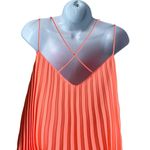Jackie Jon‎ Women Mini Shift Dress 6 Bright Orange Pleated Cruisewear Resort Photo 4