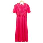 ASOS  Lace And Pleat Skater Midi Dress Hot Pink Romantic Chiffon Women’s Size 4 Photo 9