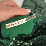 Alice + Olivia Avila Sequin Crop Top in Basil Size Medium Photo 7