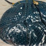 Judith Leiber Python Evening Bag medium clutch cross body purse blue w/ clasp Photo 3