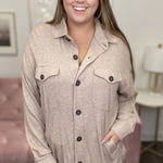Zenana Outfitters Pumpkin Spice and Everything Nice Shacket Mocha Brown Pockets Plus 3X Photo 0