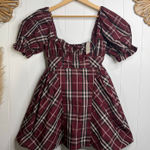 Anthropologie  Maeve mini dress babydoll plaid tartan puff sleeves Photo 0
