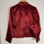 Chico's Chico’s Silky Burgundy Jacket Size 1 Button Front Bomber Y2K Christmas Holiday Photo 6