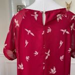 Rising International Red Shift Dress Chiffon Bird Print XL Photo 3
