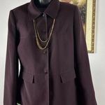 Tahari  Arthur S. Levine Maroon Blazer Jacket Long Sleeve Size: 8 Collared Photo 2