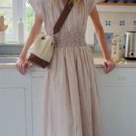 ๐MIRTH๐ Granada Dress ~ Bronze Stripe Print Medium Tan Photo 1