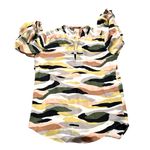 Equipment Silk Multicolor Camouflage Blouse Shirt Top Tie Cuffs M Photo 4