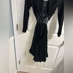 Surf Gypsy  black crochet cut out front rayon crinkle boho bohemian mini dress Photo 4