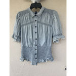 Pilcro  Femme Smocked Blouse Milkmaid L Puff Sleeve Boho Western Festival Cottage Photo 3