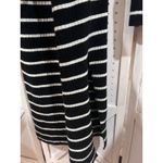 Striped Knit Collared V Neck Midi Sweater Dress Black White Long Sleeve Size L Photo 10