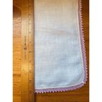 Vintage‎ White Hanky With Pretty Pink Crocheted Trim 12" Square Photo 3