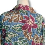 Vintage Hilo Hattie Hawaiian Shirt Camp Collar Tropical Abstract Floral Small Blue Photo 5