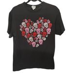 Delta Sugar Skull Day Of The Dead Heart Shaped Graphics T-Shirt Sz M Photo 0