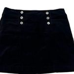 White House | Black Market WHBM Black Corduroy Mini Skirt High Rise Button Accent Stretch Size 8 Y2K Style Photo 0