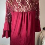 Women’s Maroon Lacey Top, 3/4 Sleeves Blouse Size Large Photo 1