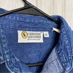 Christine Alexander Bedazzled Cat Button Down Chambray Denim Shirt size M Medium Blue Photo 10