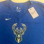 Nike  Tee Milwaukee Bucks City Edition Basketball‎ Blue T Shirt Woman’s 2XL Nwt Photo 1