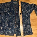 LRL Lauren Jeans Co. Women's Floral Button Up Jacket Denim, Linen Blend Size 16 Blue Photo 9