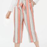 Tommy Hilfiger NWOT Coral Striped High Rise Linen Belted Crop Pants Medium Photo 0