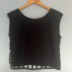 Black Poppy  Short Cap Sleeve Open Cage Back Thin Going Out Top Photo 0