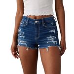 American Eagle  Hi-Rise Shortie Distressed Cut Off Jean Shorts Size 0 Photo 0