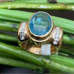 Vintage Aquamarine Pillow Cut Stone Gold Photo 2