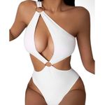 Hilinker White Cutout One Piece One Shoulder Swimsuit New S Photo 1