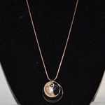 Kenneth Cole Stamped Gold Tone Black Enamel Pendant Lobster Claw Clasp Necklace Photo 0