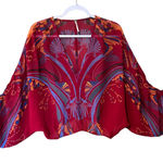 Free People  Beneath The Sea Butterfly Top Red Sheer Crop Women XS Relaxed Boho Photo 0