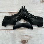 Just Fab Gwyn Black Woven Ankle High Open Toe Stacked Heel Sandals Size 5.5 Photo 5