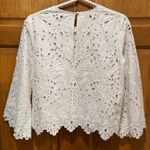 Theory Brizabela White Linen Cotton Blend Eyelet Blouse Top - Size Small Photo 10