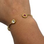 Kate Spade SPOT THE SPADE CUFF HINGED BANGLE IN SWEETHEART PINK/GOLD Photo 0