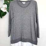 Calvin Klein Heather Gray Mixed Media Sweater M Photo 1