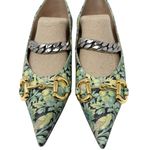 Gucci Deva Liberty Floral Green Mary Jane Ballet Pointed Toe Flats Size 37 Photo 2