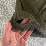 Ribbed Lace Trim Long Sleeve Shirt Small Olive Green Scoop Neck Casual Everyday Photo 7