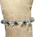 Rustic Cuff Christian Faith Stretch Bracelet Silver & Clear Beads Charm Logo Photo 13