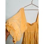 LOUNA Orange Square Neckline Puff Sleeves Chic Flowy Midi Dress size Medium Photo 1